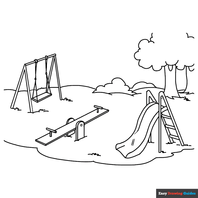 Playground coloring page easy drawing guides