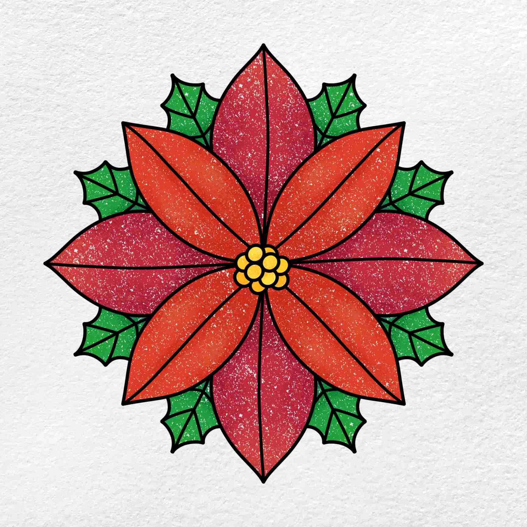 Easy poinsettia drawing