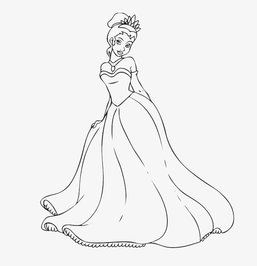 Coloring pages princess tiana coloring pages easy disney princesses drawing