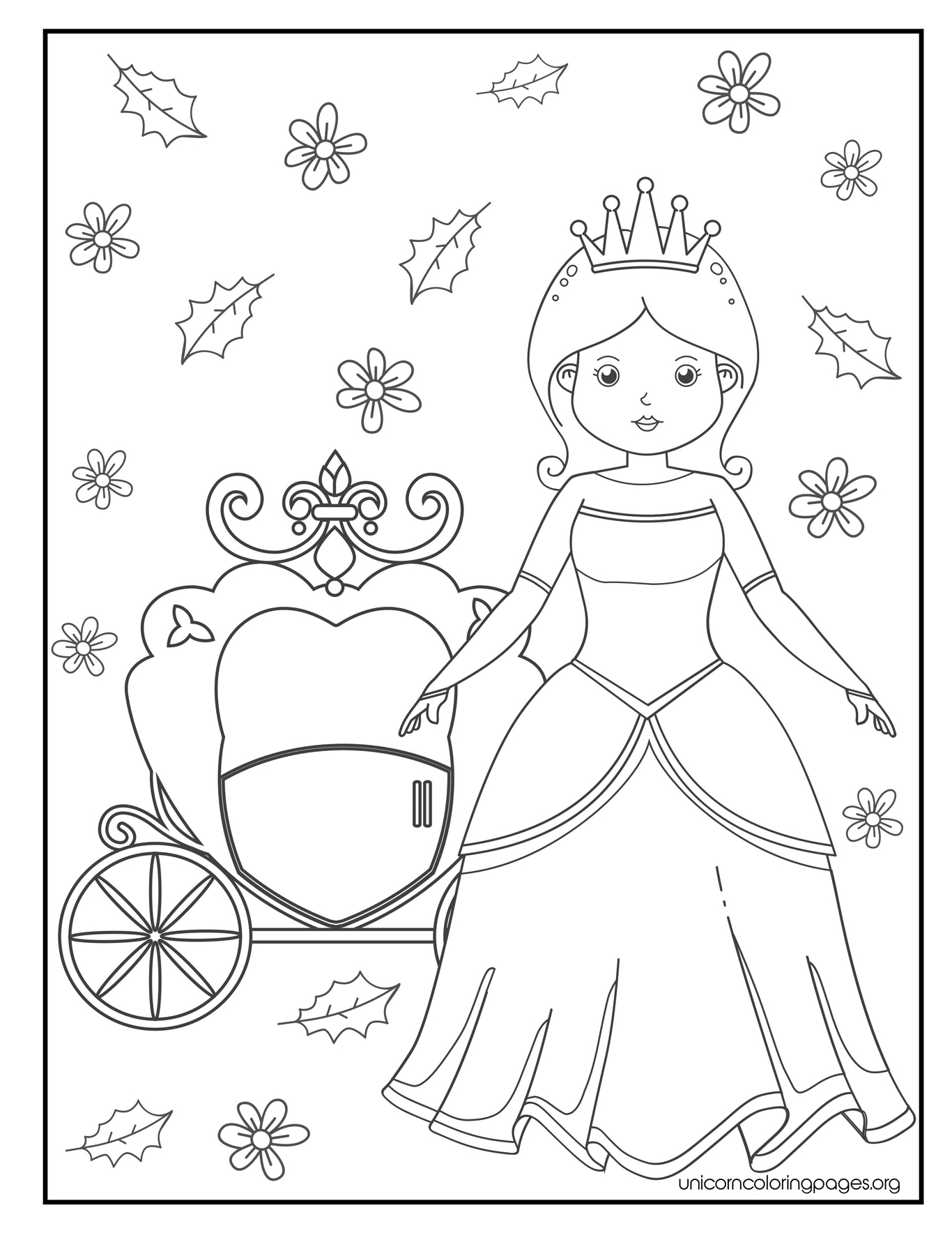 Free princess coloring pages for kids printable easy sheet