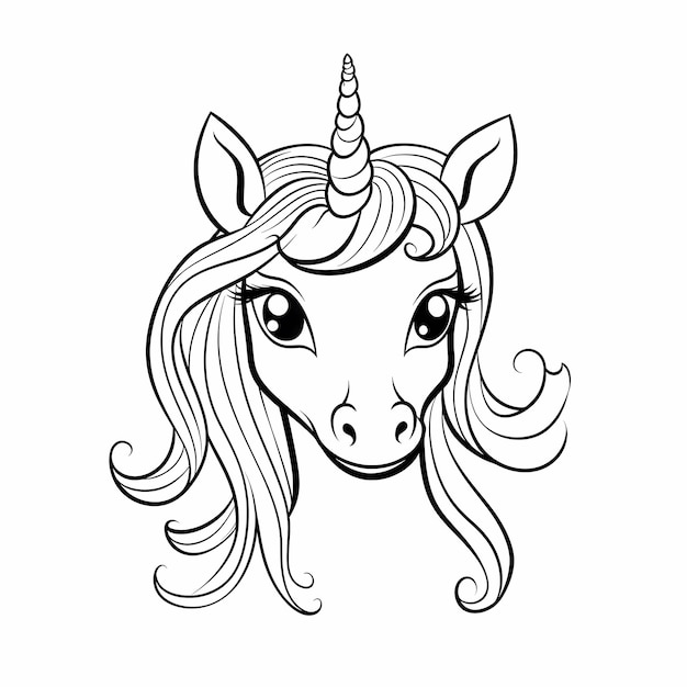 Premium ai image childrens coloring page simple cute unicorn outline