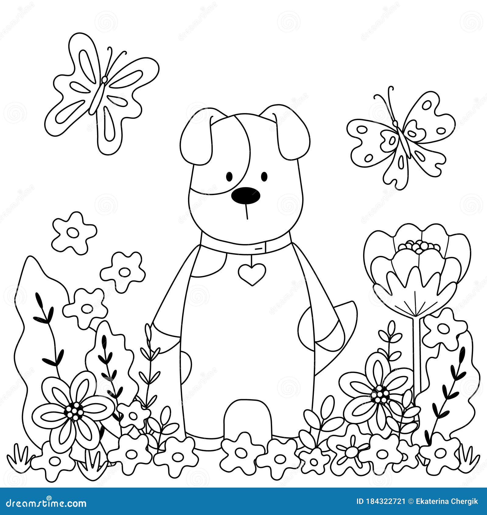 Childrens coloring book with cute puppy stock vector