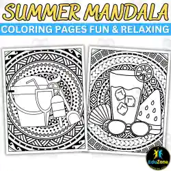 Printable summer mandala coloring pages