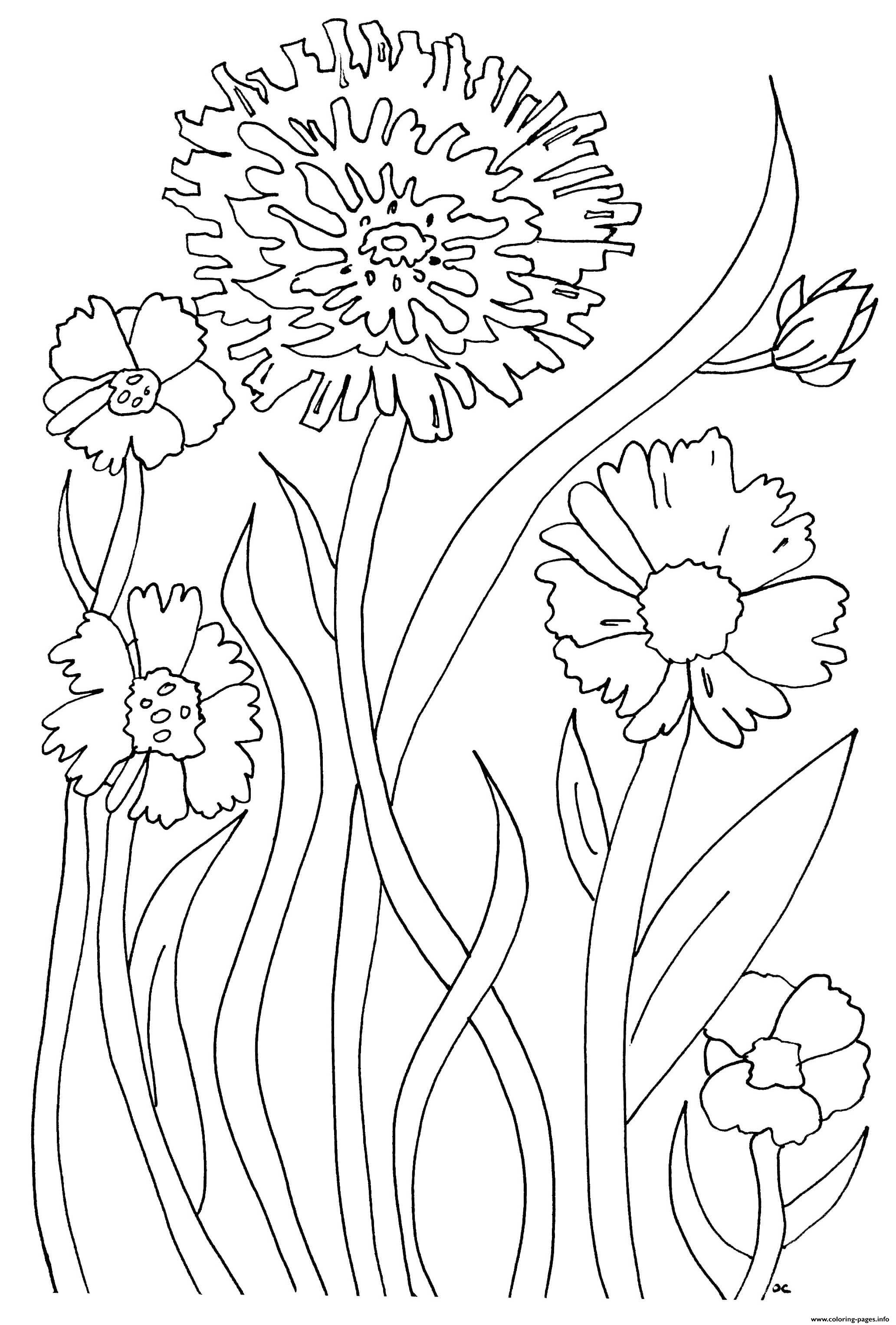 Simple flowers for adult relaxing coloring page printable