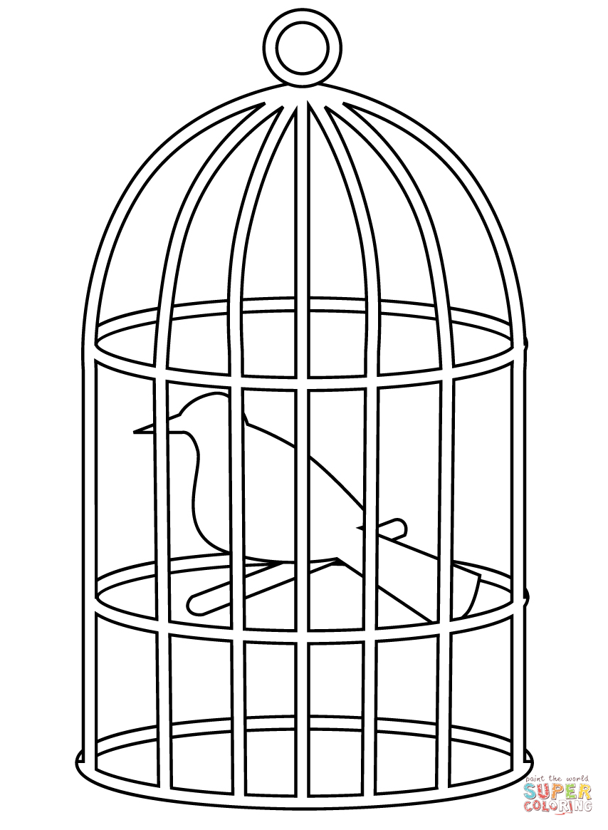 Bird cage coloring page free printable coloring pages