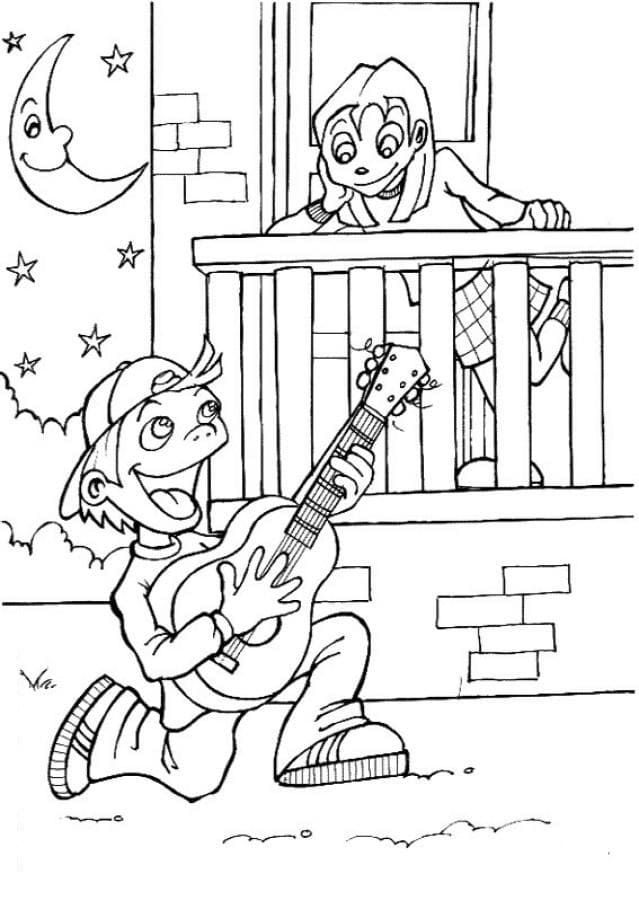 Funny romeo and juliet coloring page