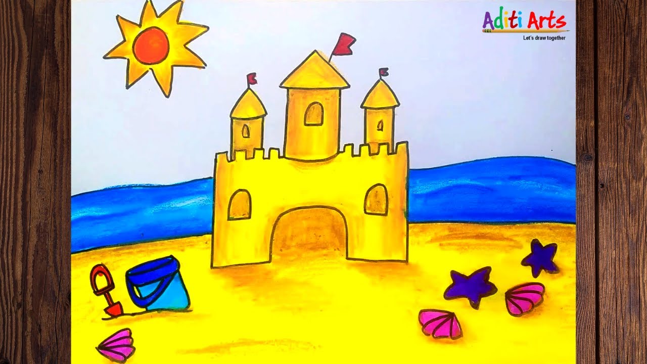 Sand castle drawing easy sand castle drawing for kids drawing of a sand castle