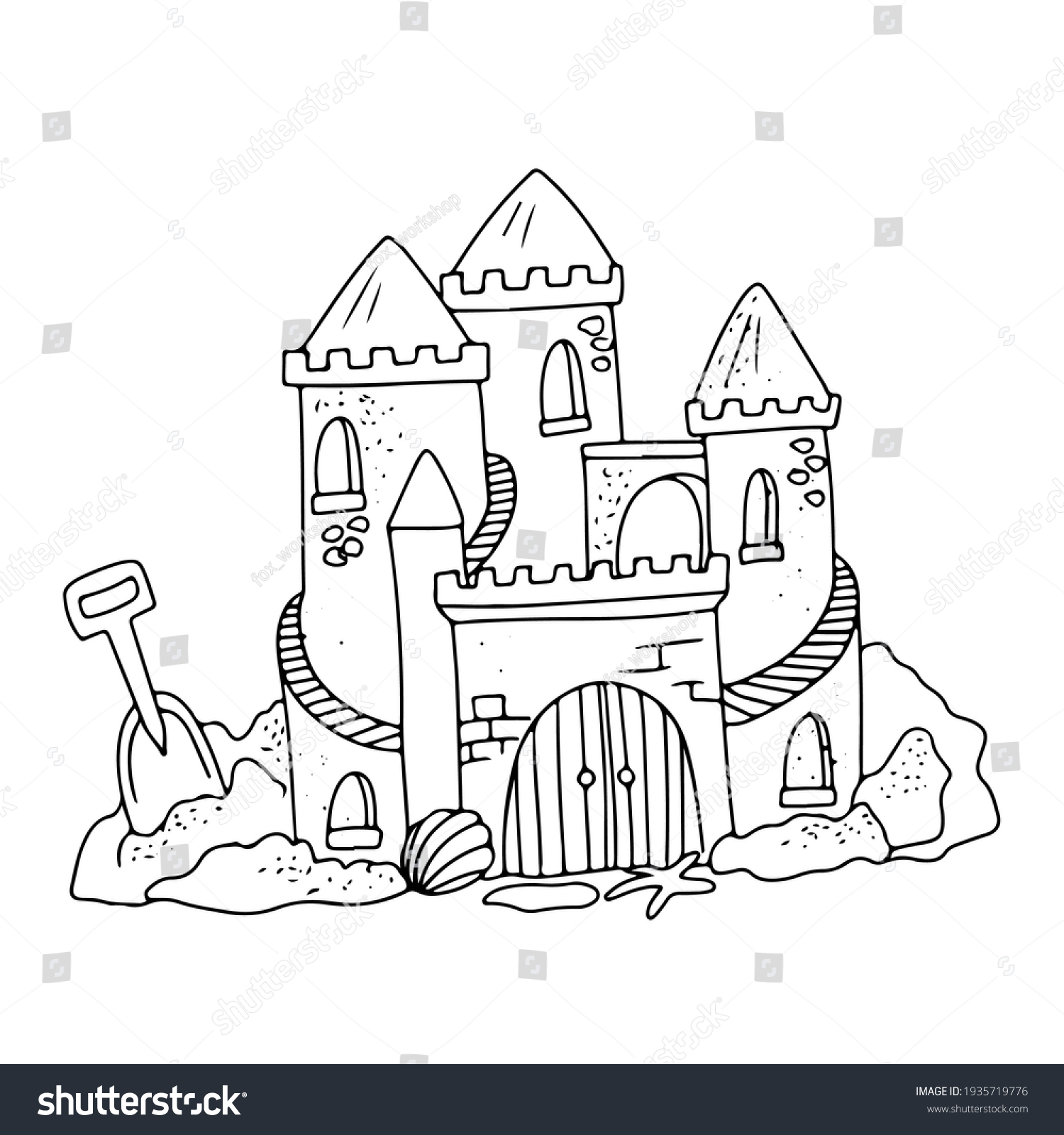 Sand castle vector illustration isolated on stock vector royalty free