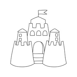 Sand castle outline vector images over