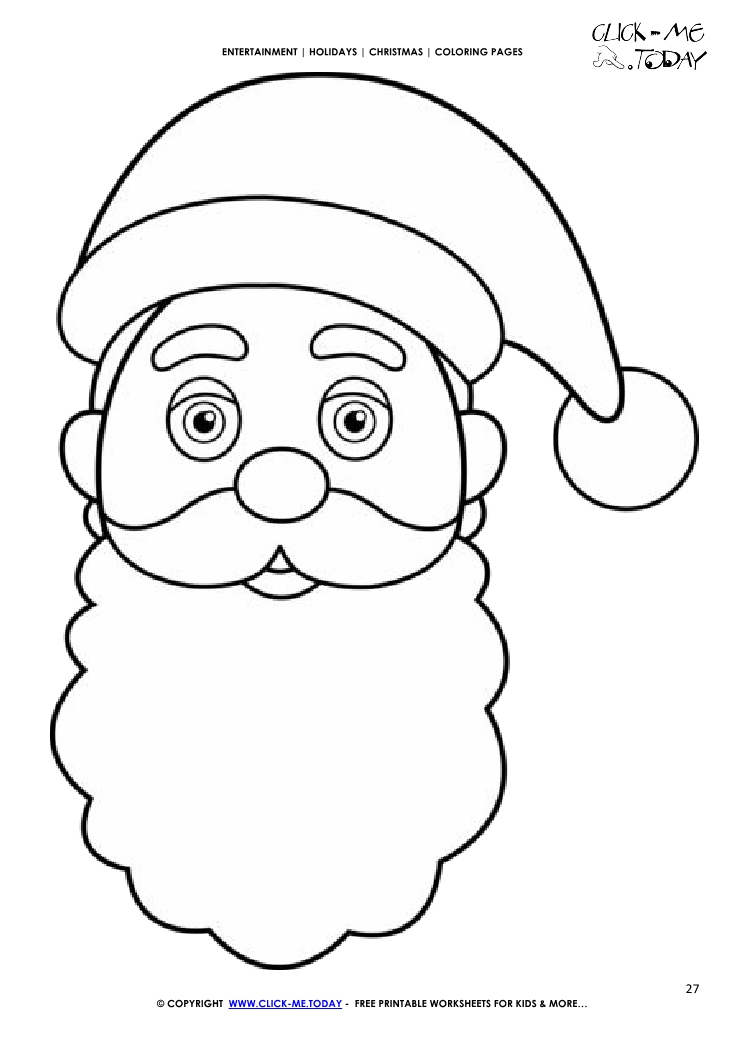 Free santa face coloring page