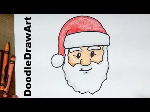 How to draw santa claus face step by step lesson cartoon easy beginners