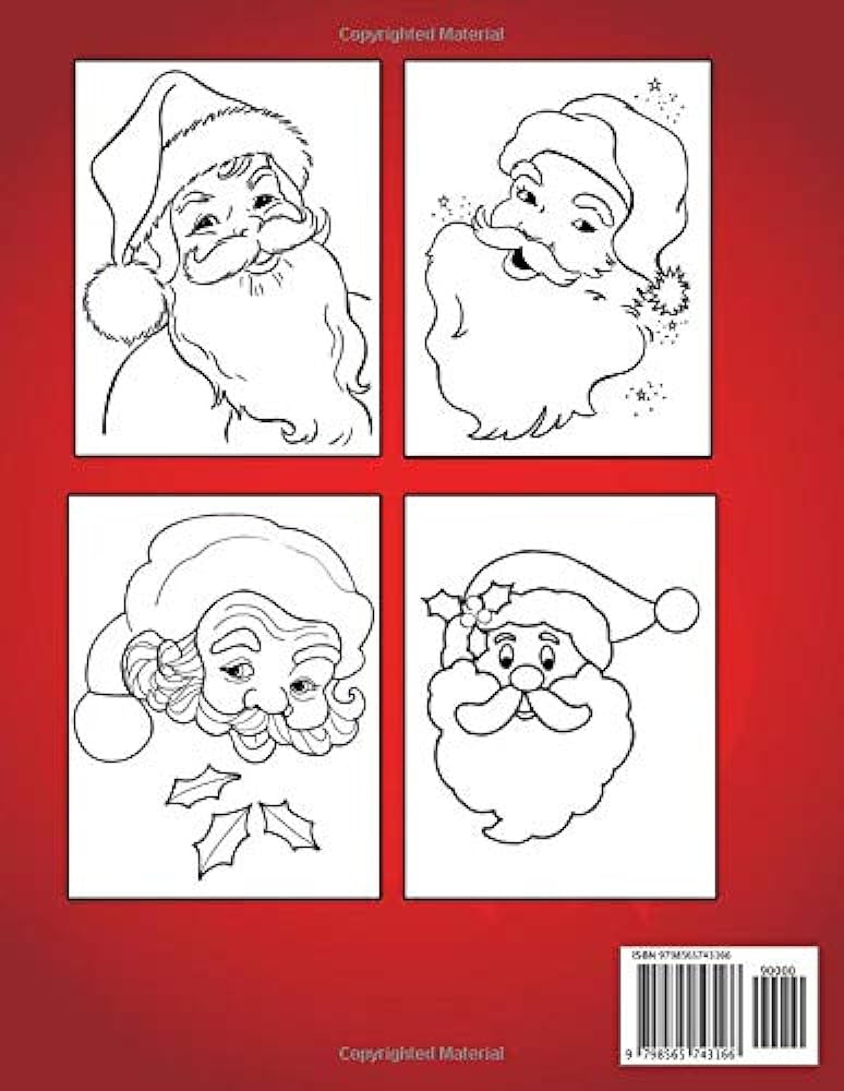 Santa claus face coloring book fun and easy happy holiday face of santa claus coloring pages for christmas beautiful relaxing santa claus to draw press activity books