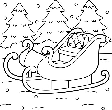 Christmas sleigh coloring page for kids line coloring book christmas vector christmas drawing book drawing ring drawing png and vector with transparent background for free download