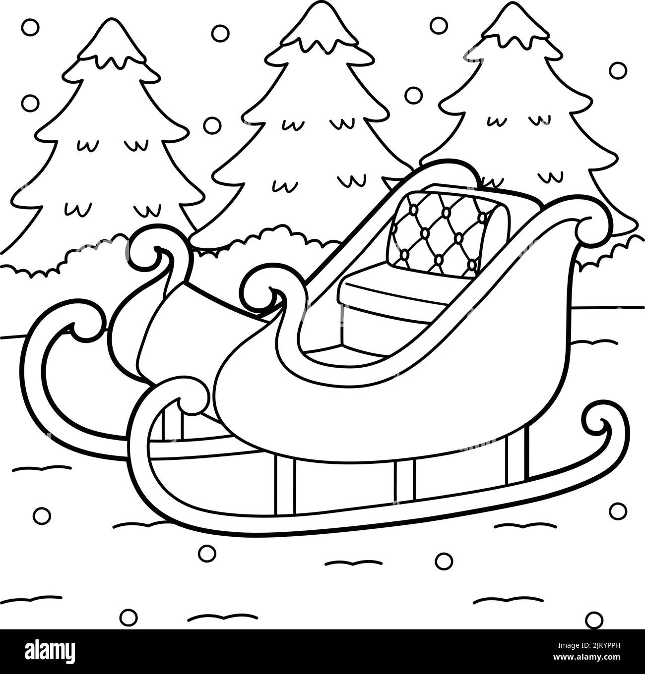 Christmas sleigh vehicle coloring page for kids stock vector image art