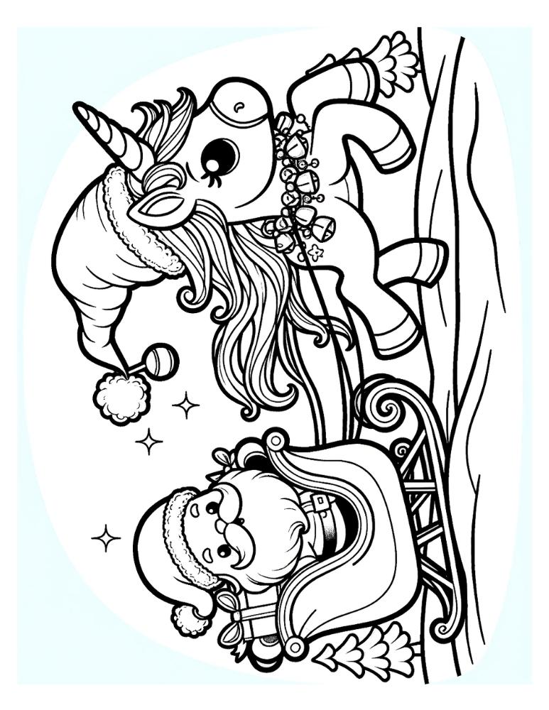 Free christmas unicorn coloring pages for kids