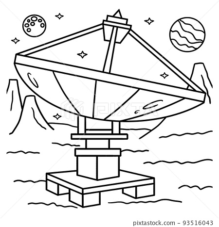 Space radar satellite coloring page for kids