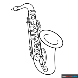 Saxophone coloring page easy drawing guides