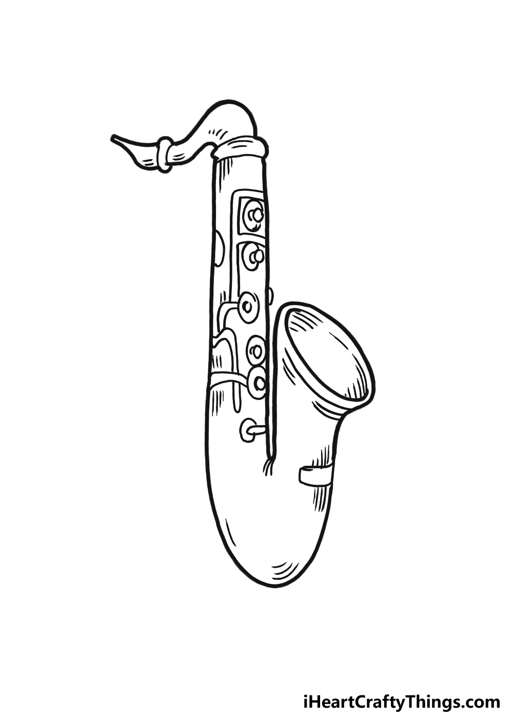 How to draw a saxophone step by step