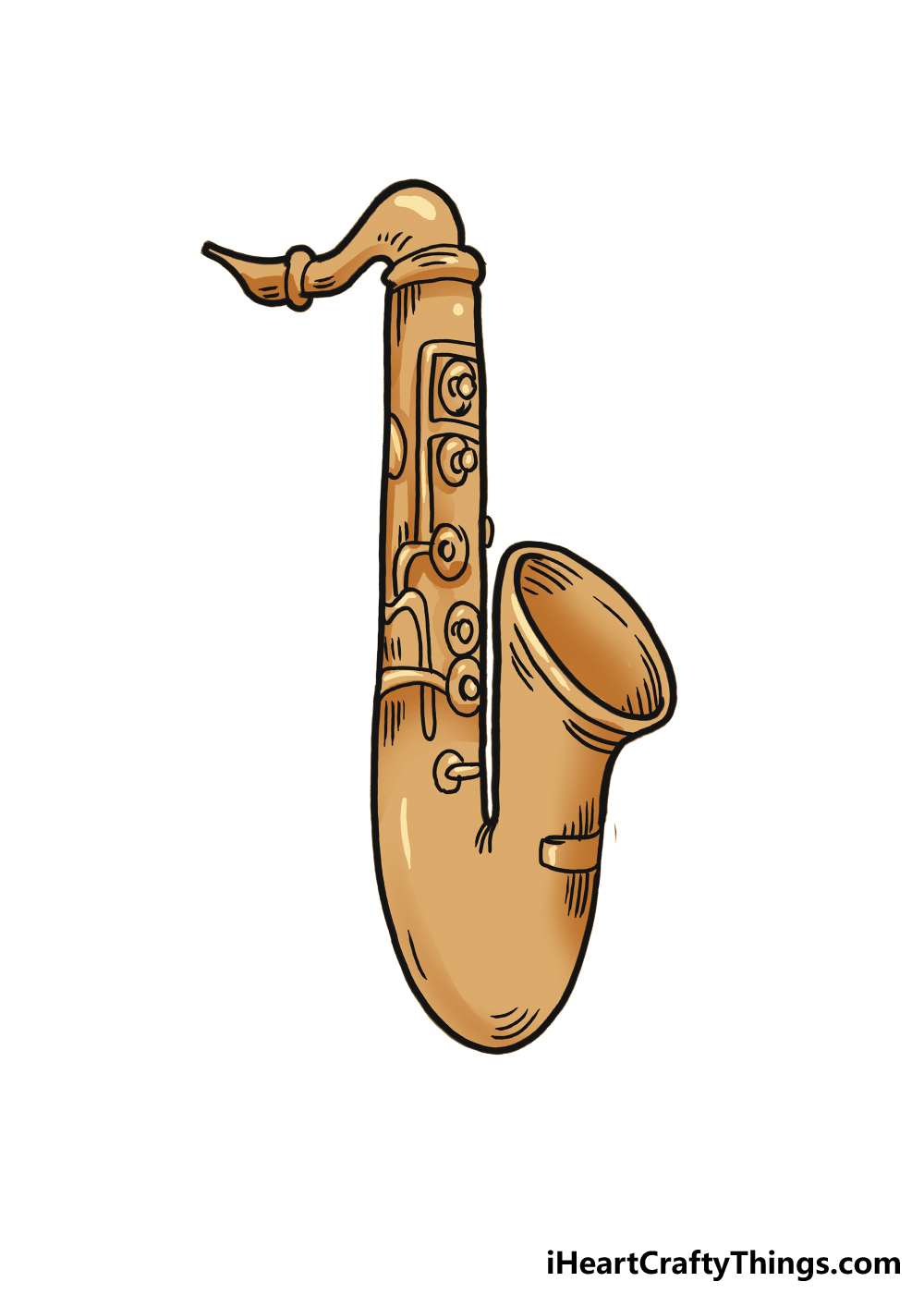 How to draw a saxophone step by step