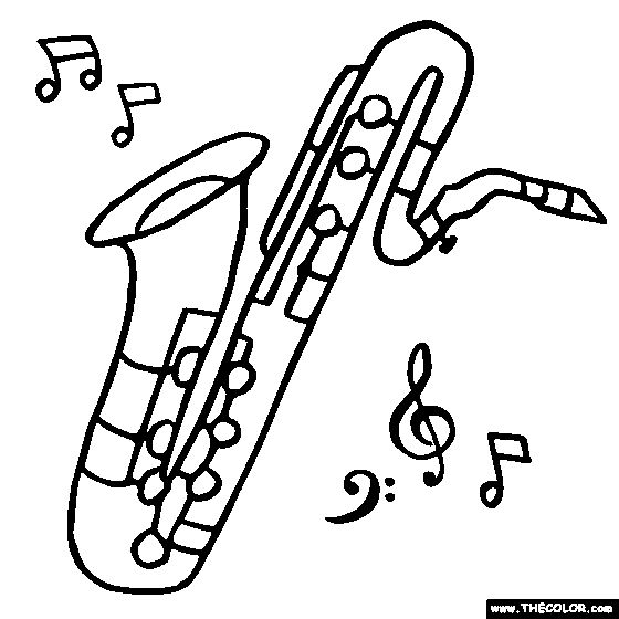 Bass saxophone coloring page desenhos de instrumentos musicais saxofone instrumentos musicais