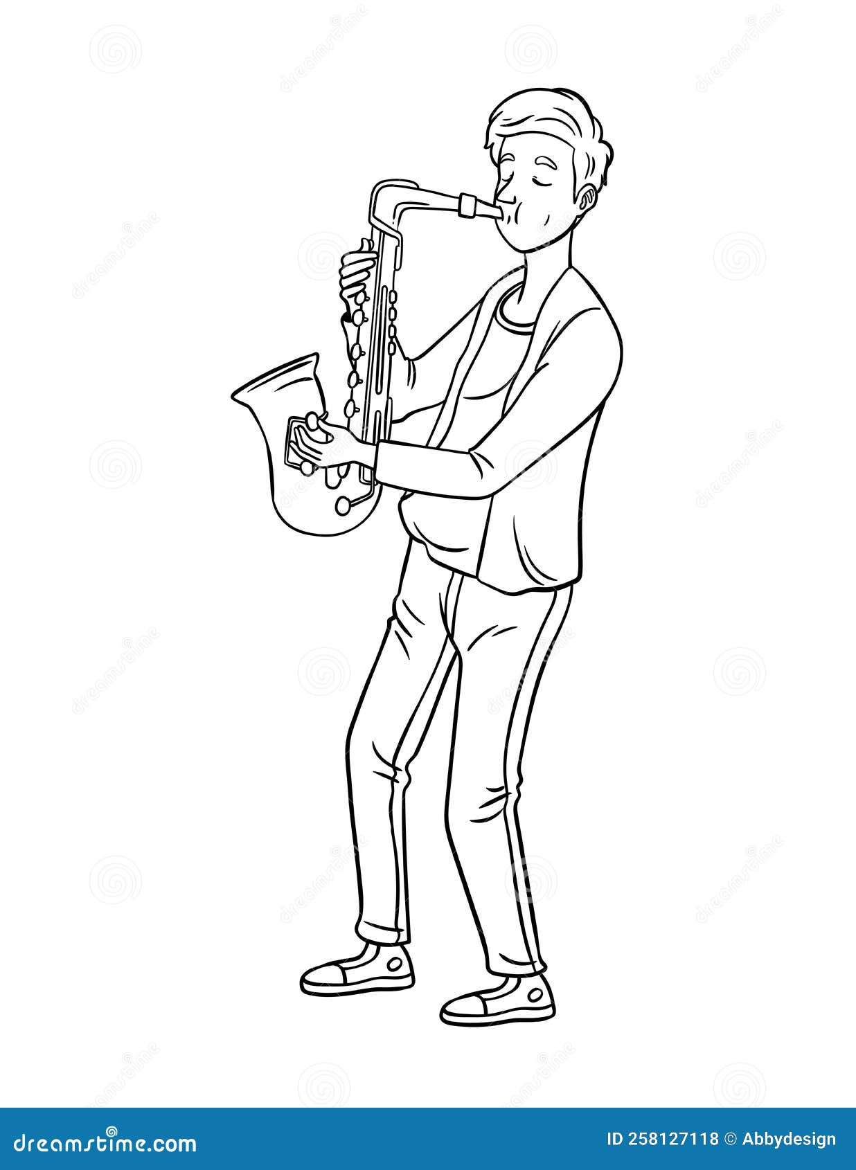 Saxophone coloring page stock illustrations â saxophone coloring page stock illustrations vectors clipart