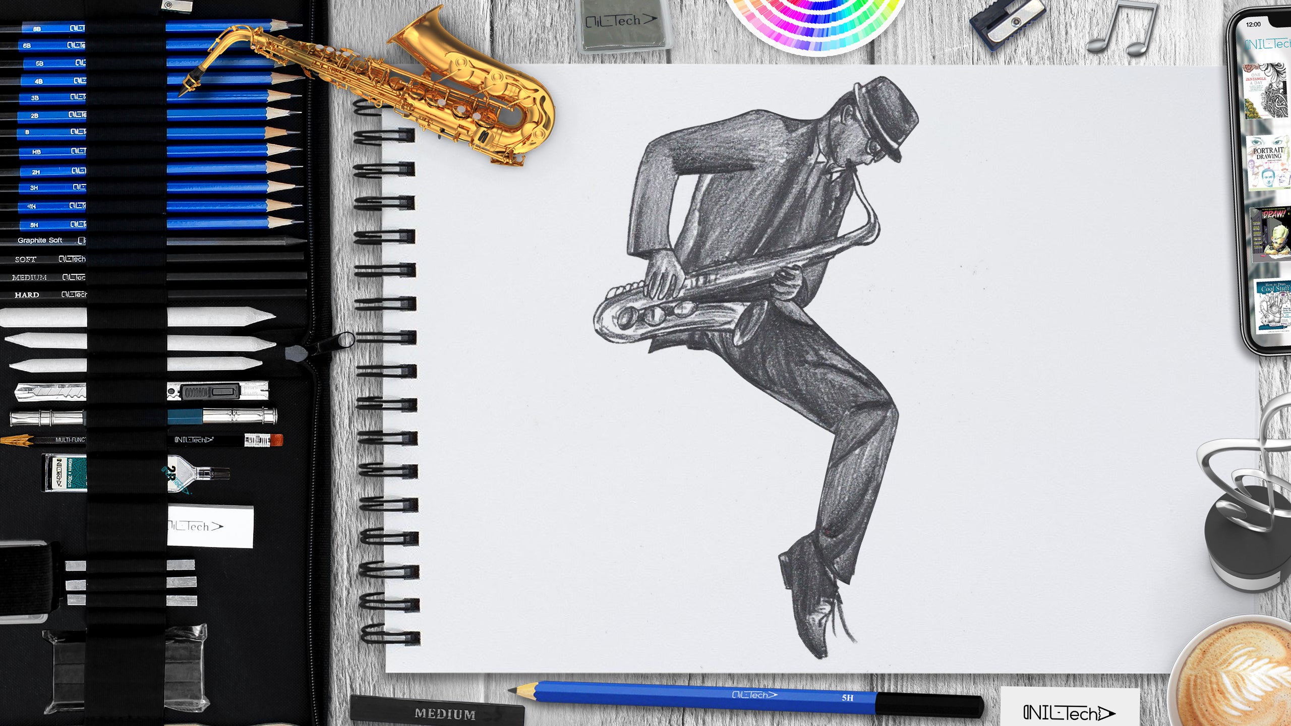 How to draw a saxophonist nil tech