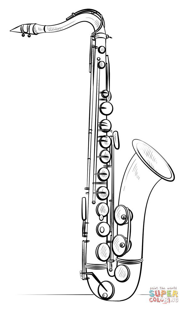 Saxophone coloring page free printable coloring pages