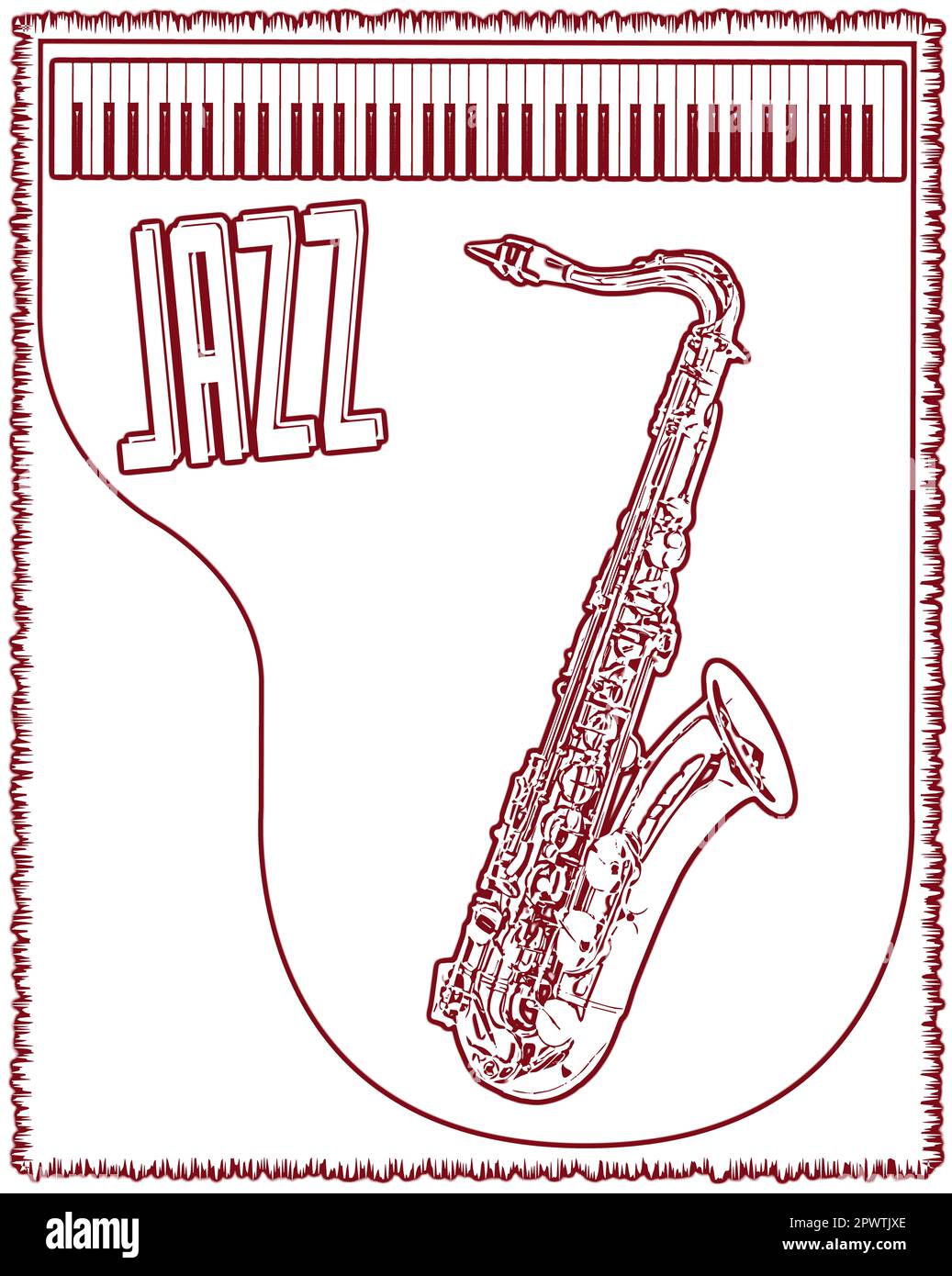 Saxophone drawing cut out stock images pictures