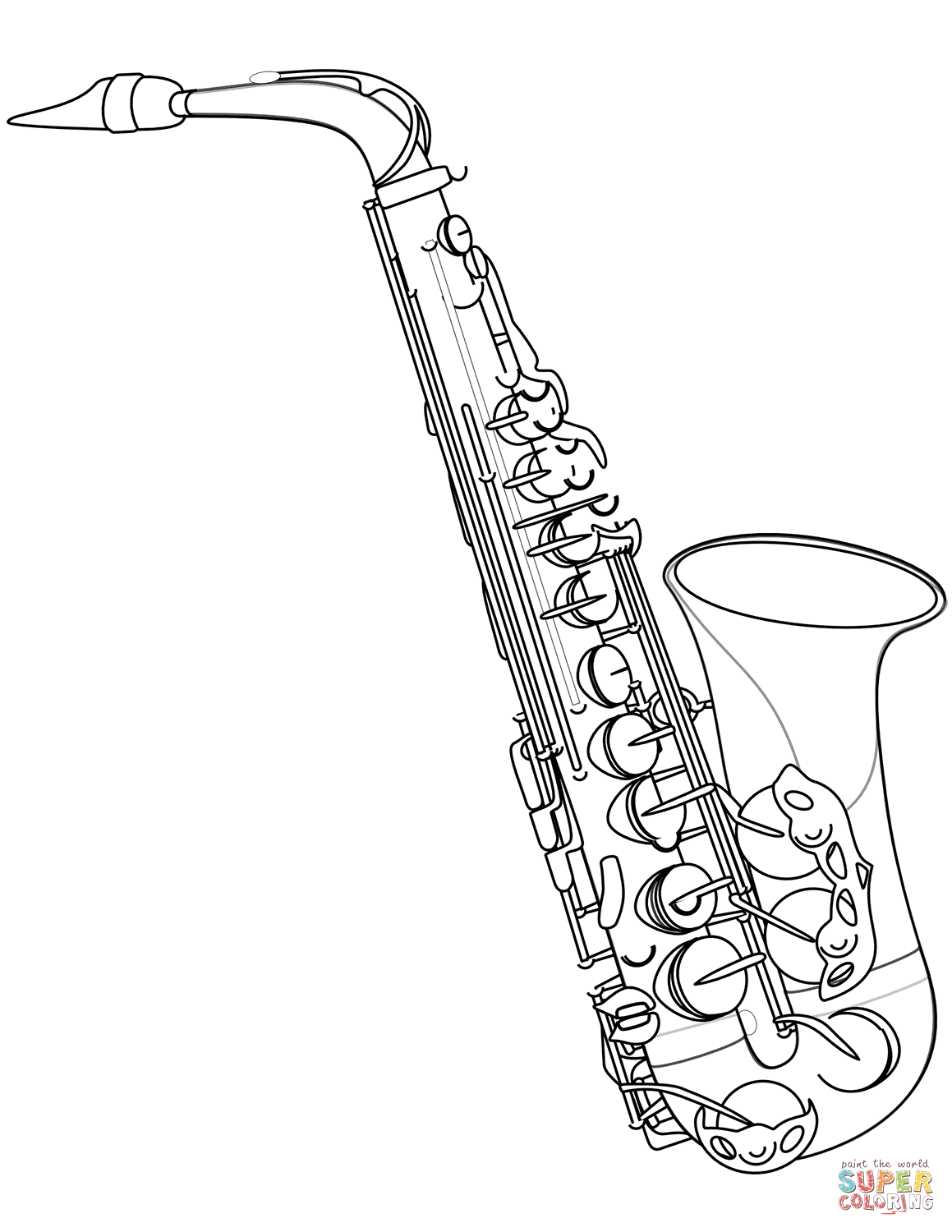 Saxophone coloring page free printable coloring pages