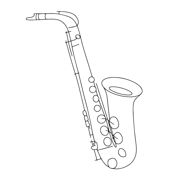 Premium vector saxophone outline vector illustration musical jazz instrument in doodle style as hand drawn object