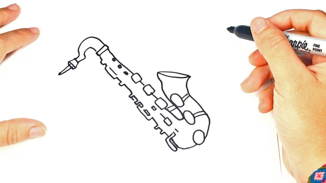 How to draw a saxophone saxophone easy draw tutorial