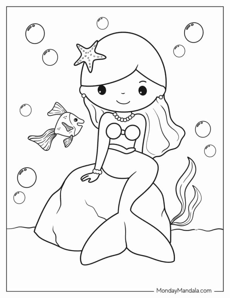 Mermaid coloring pages free pdf printables