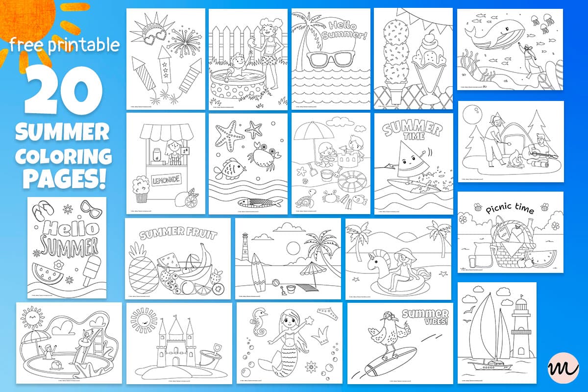 Fun summer coloring pages for kids mrs merry