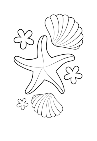 Starfish and shells coloring page free printable coloring pages