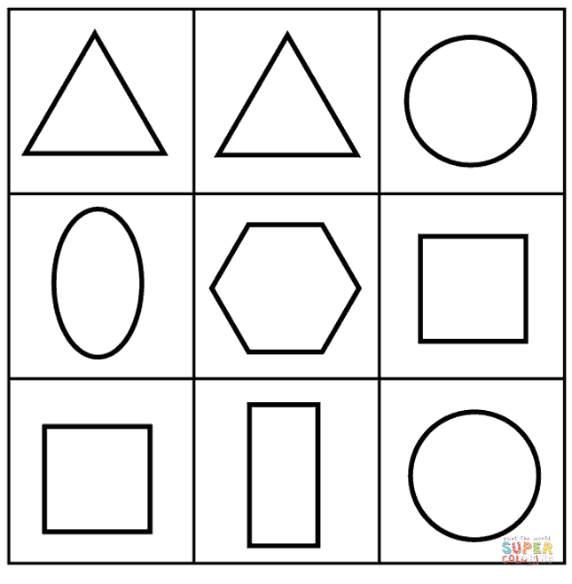 Different shapes coloring page free printable coloring pages