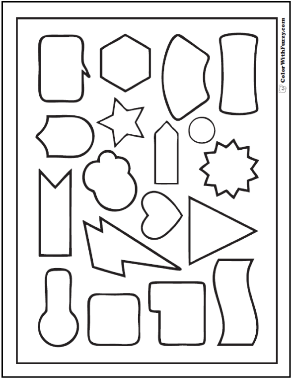 Shape coloring pages â digital pdf squares circles triangles