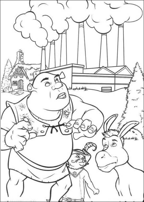 Basic shrek with friends coloring page