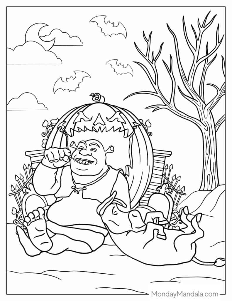 Shrek coloring pages free pdf printables