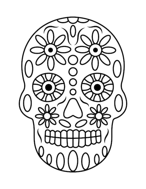 Premium vector simple skull coloring pages for adults