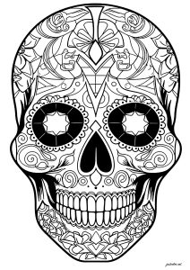 Skull coloring pages for adults kids