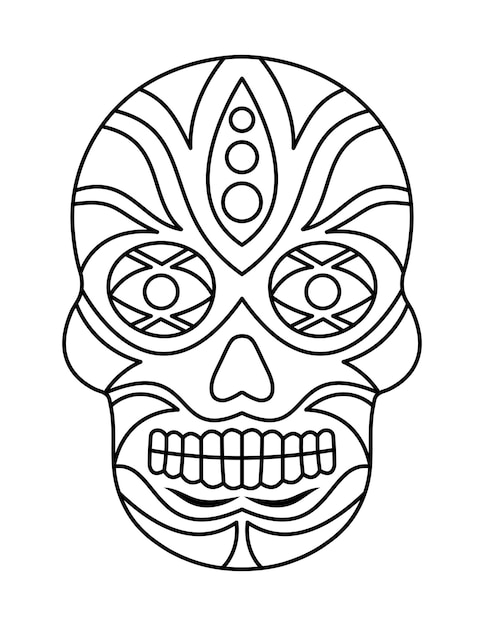 Premium vector simple skull coloring pages for adults