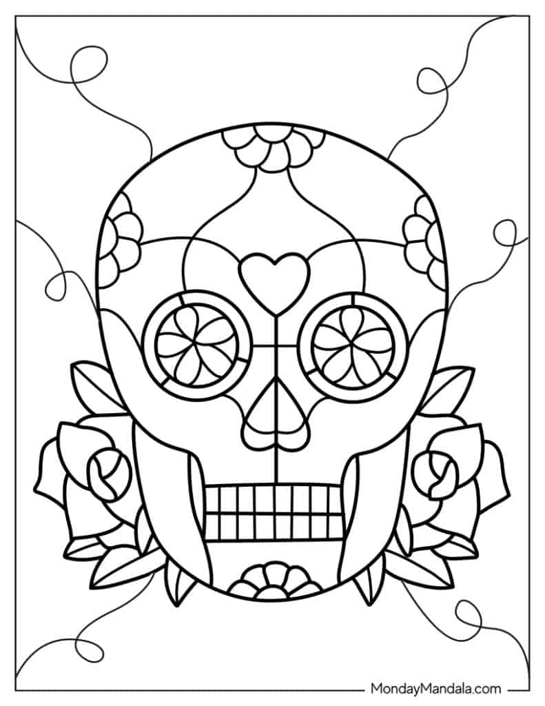 Sugar skulls coloring pages free pdf printables