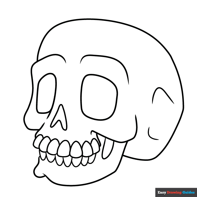 Cartoon skull coloring page easy drawing guides