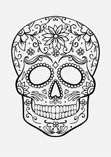 Sugar skull coloring page stock illustration