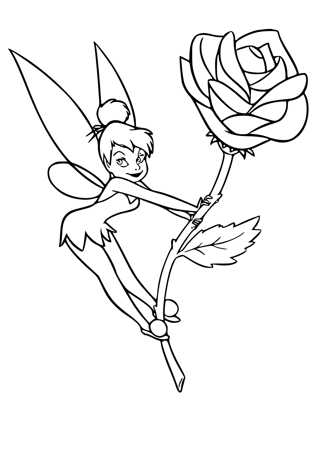 Free printable tinkerbell rose coloring page for adults and kids