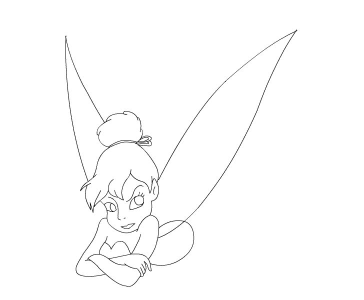 Nice outline tinkerbell tattoo design