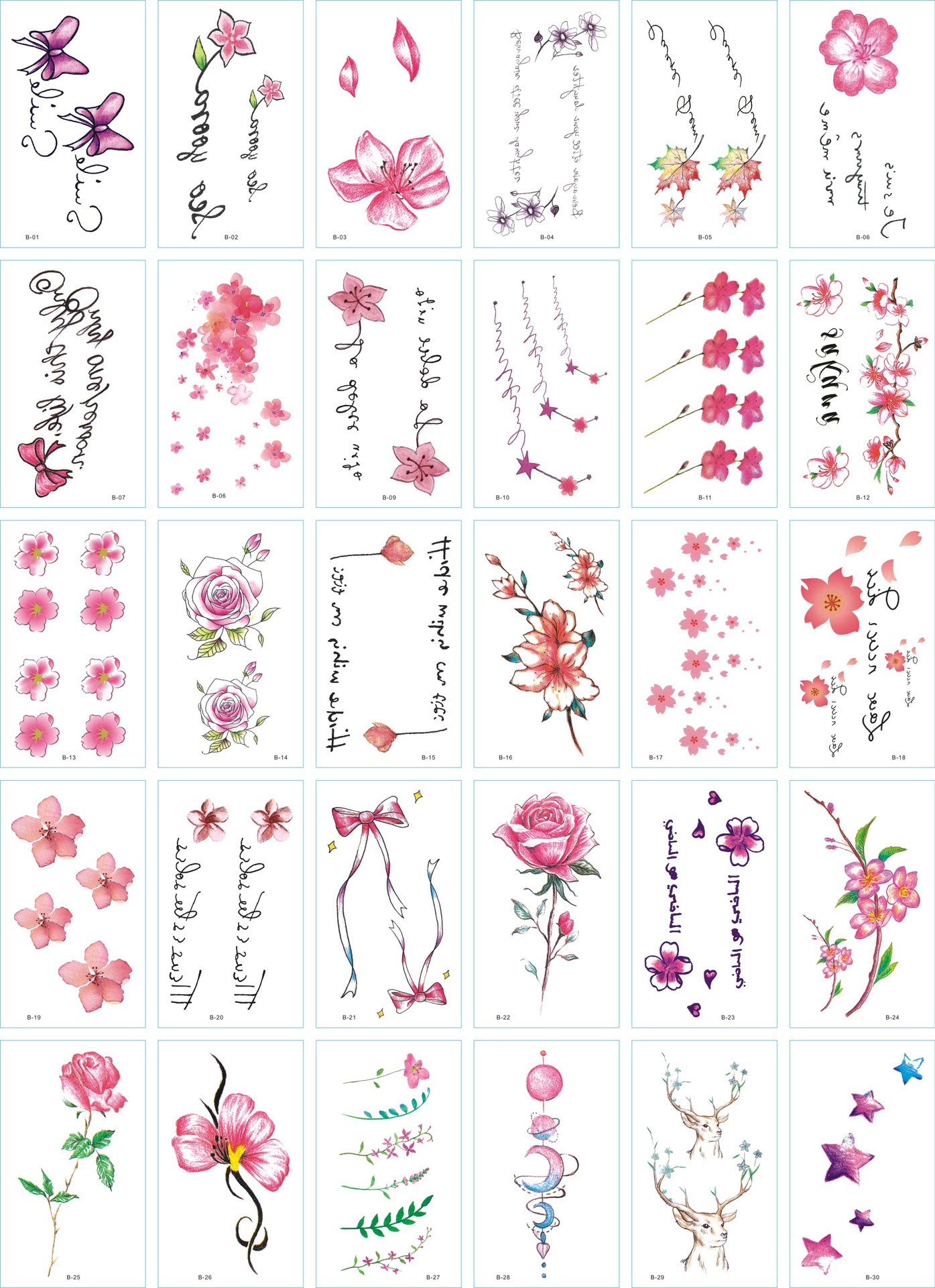 Temporary tattoo stickers flower tattoo stickers waterproof small fresh ancient style fairy sexy llarbone pink girl tattoo stickers xcmpcs beauty