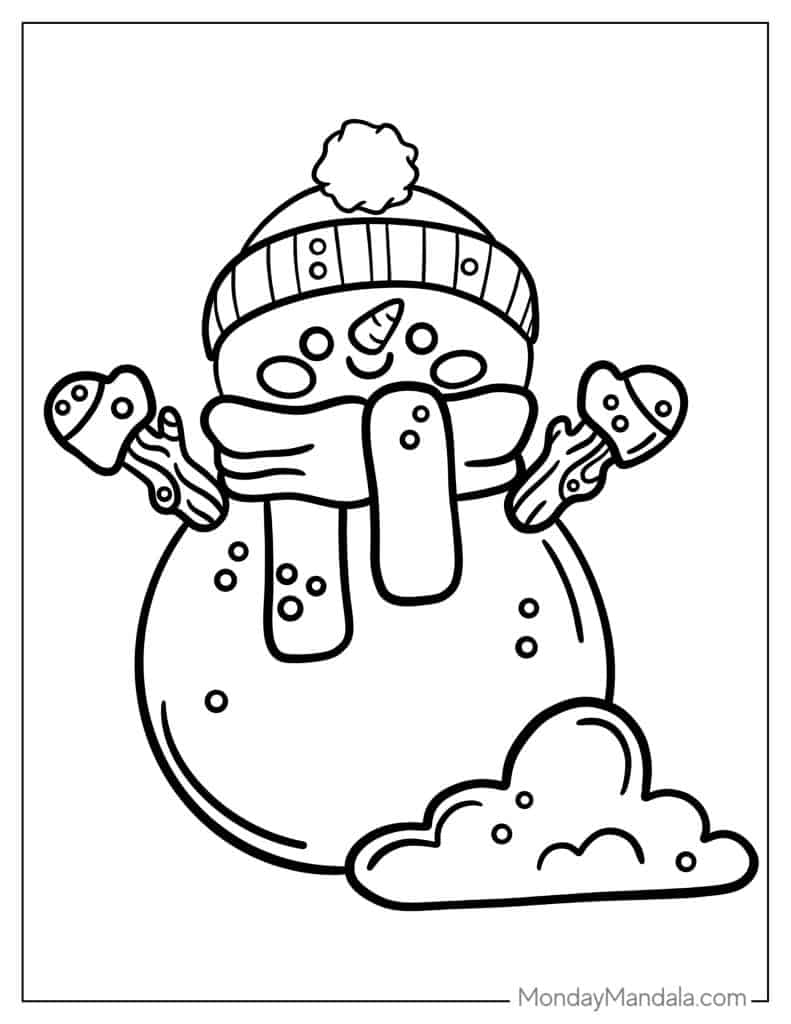 Snowman coloring pages free pdf printables