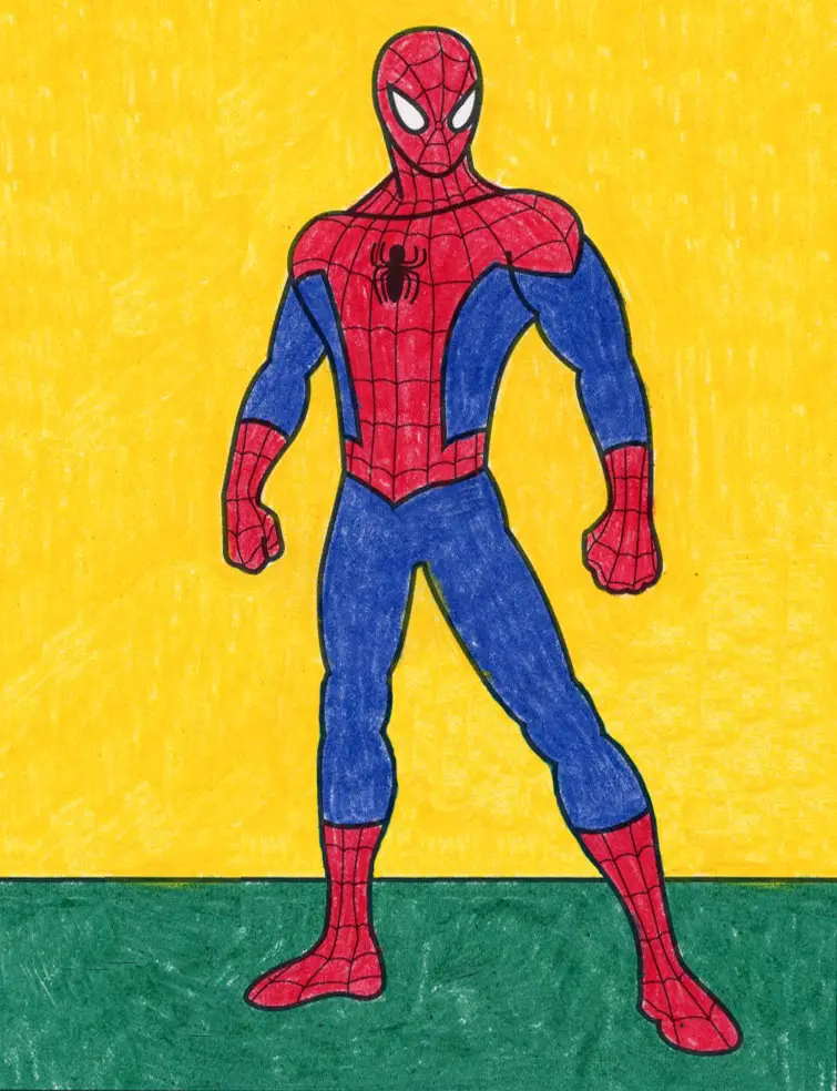 Easy how to draw spiderman tutorial video and coloring page