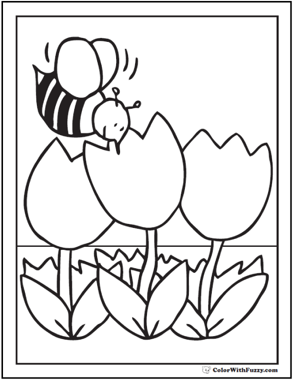 Spring flowers coloring page â spring digital downloads